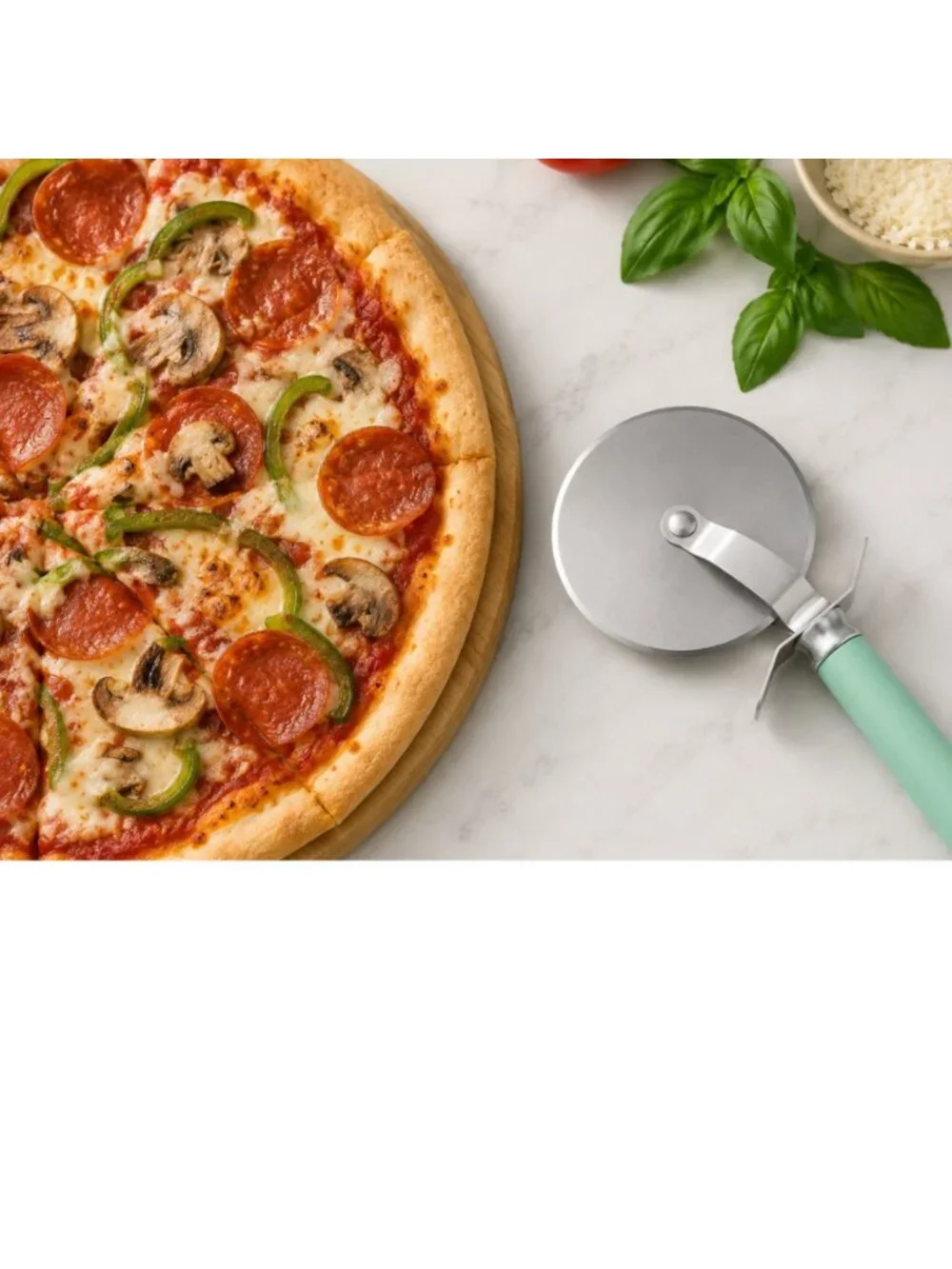 The Pioneer Woman Green Greyed Jade Wheel Slicer Stainless Steel Pizza Cutter